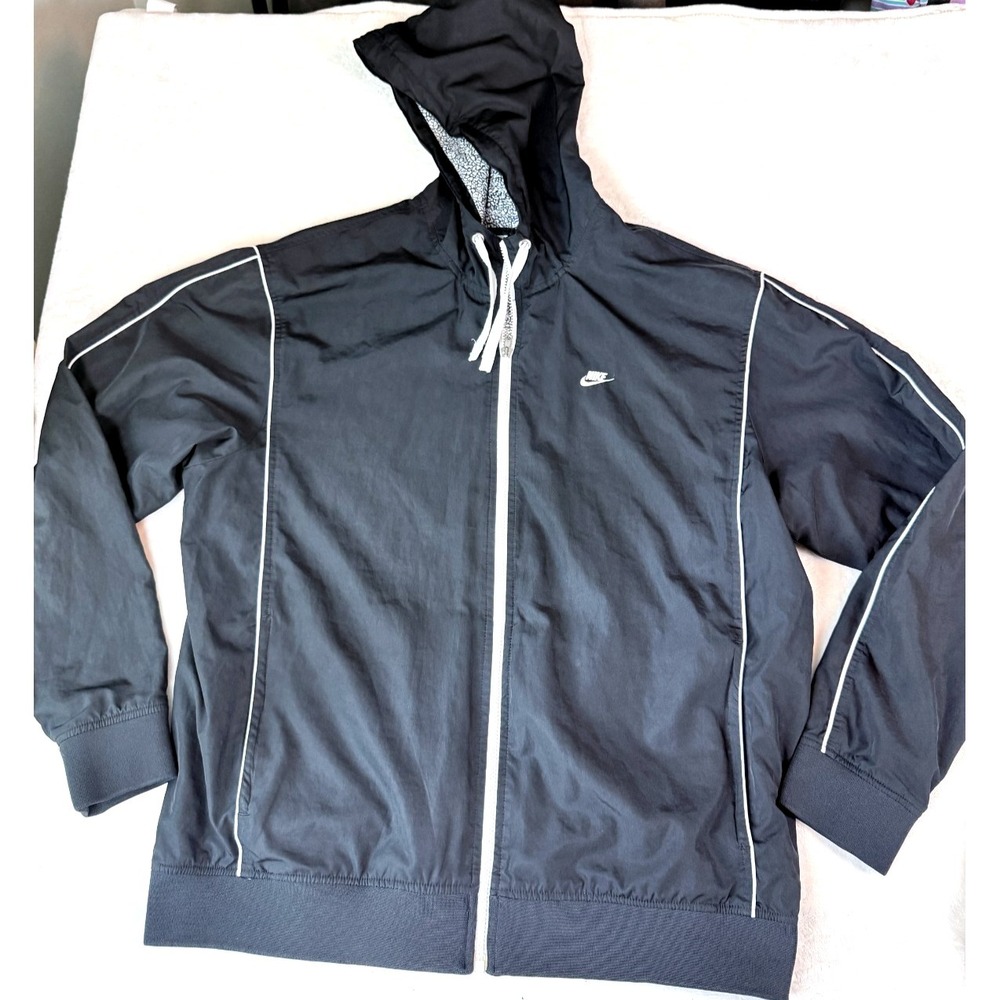 Nike Windrunner Hooded Jacket Black Full Zip Windbreaker Mens XXL